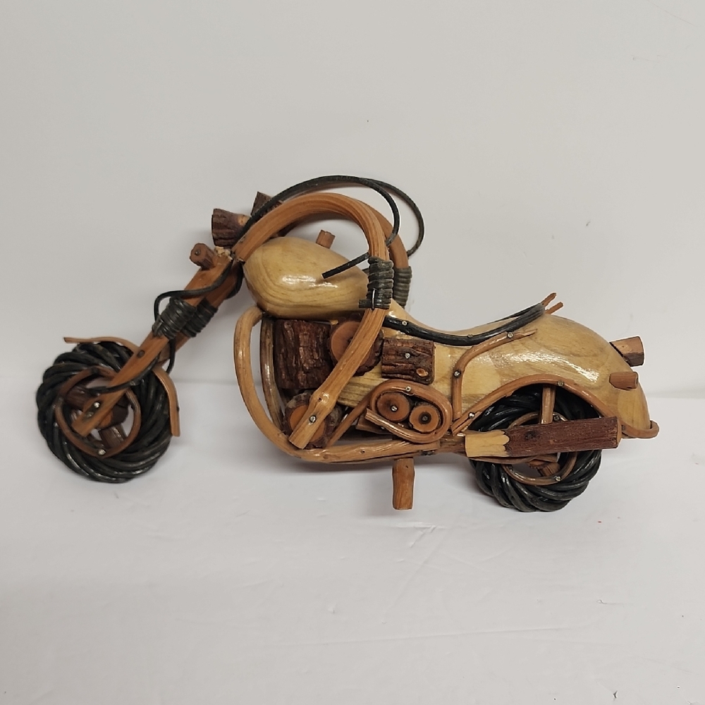 Harley-Davidson Chopper Style Vintage Handcraftd Wood Folk Art Sculpture ManCave